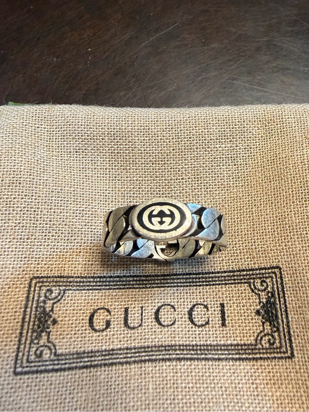 New Authentic Gucci Double GG Logo Ring Size IT 23 / US 10.25
